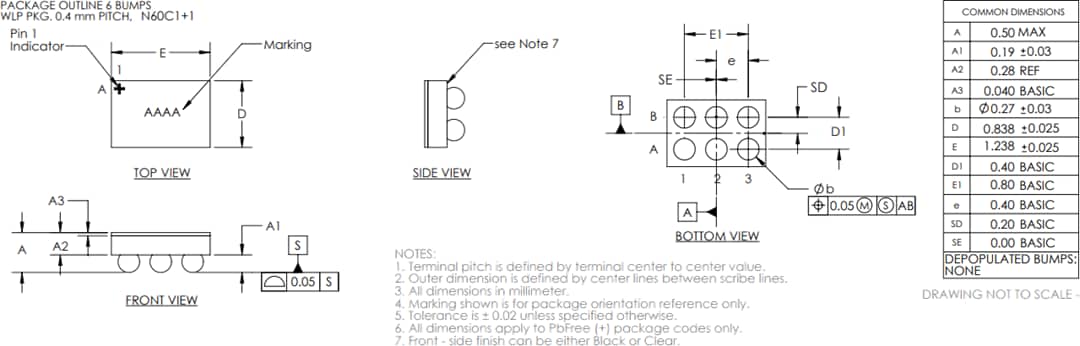 Mechanical Drawing - Analog Devices / Maxim Integrated MAX44290 Low-Offset Low-Power Op Amp