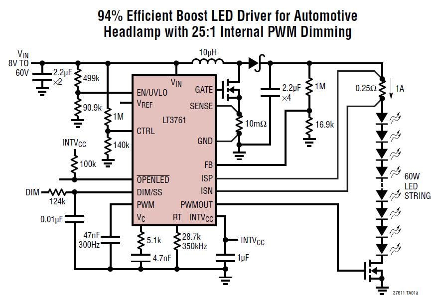 Application Circuit Diagram - Analog Devices Inc. LT3761 LED Controllers