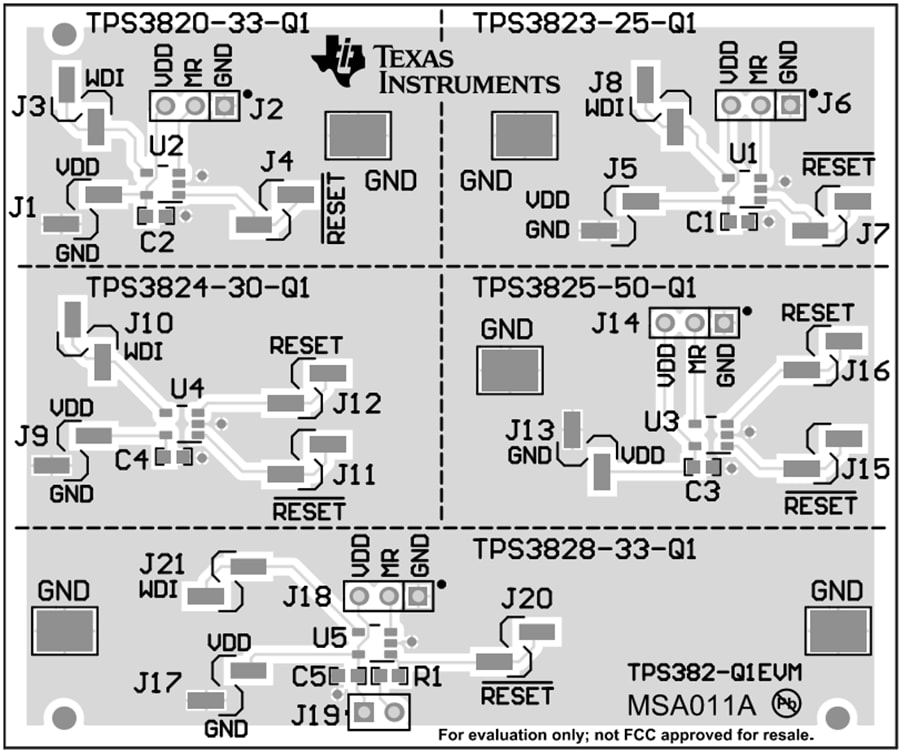 Mechanical Drawing - Texas Instruments TPS382-Q1EVM Voltage Supervisor Evaluation Module