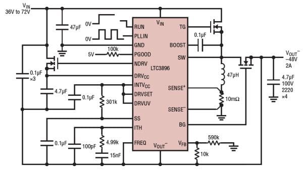 Application Circuit Diagram - Analog Devices Inc. LTC389x Synchronous DC/DC Controllers