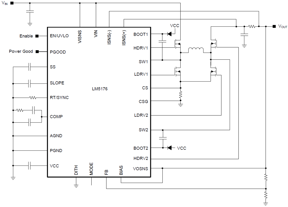 Schematic - Texas Instruments LM5176-Q1 Synchronous Buck-Boost DC/DC Controller