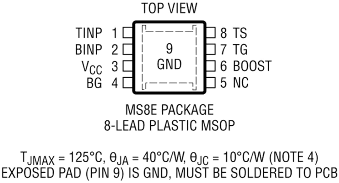 Mechanical Drawing - Analog Devices Inc. LTC4444 Synchronous N-Channel MOSFET Driver