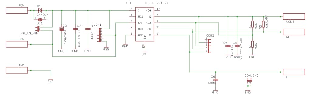 Schematic - Infineon Technologies TLS805B1LDV50 Demo Board