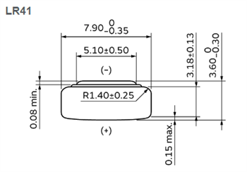 Mechanical Drawing - Murata LRx Micro Batteries