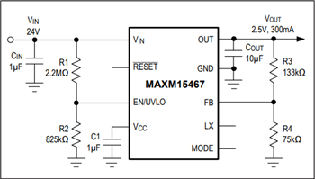 Application Circuit Diagram - Analog Devices / Maxim Integrated MAXM15465/66/67 Step-Down Power Modules