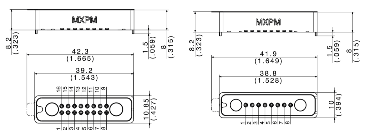 Mechanical Drawing - HUBER+SUHNER MXPM70 Coaxial PCB Connectors