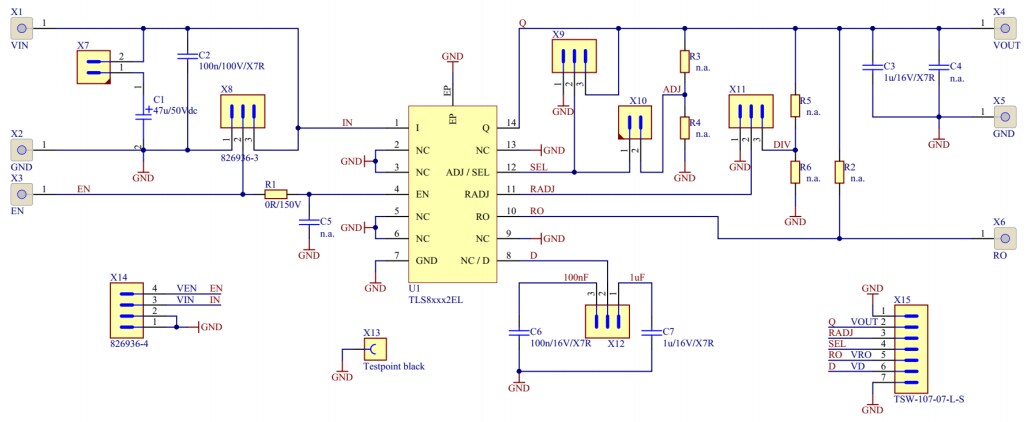 Schematic - Infineon Technologies TLS835B2ELV/TLS835B2ELVSE Demo Boards