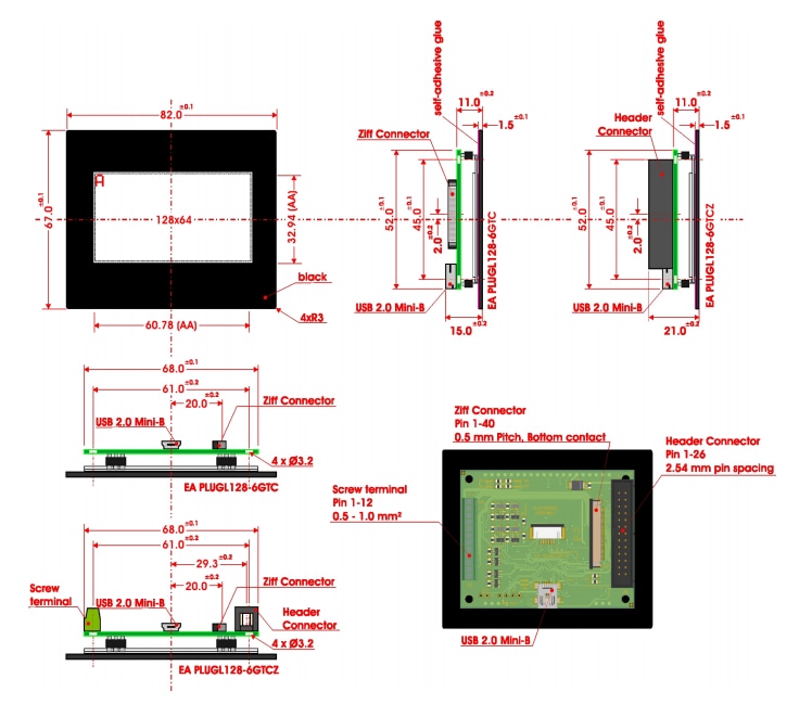 Location Circuit - DISPLAY VISIONS EA PLUGL128 OLED Display with Touchscreen