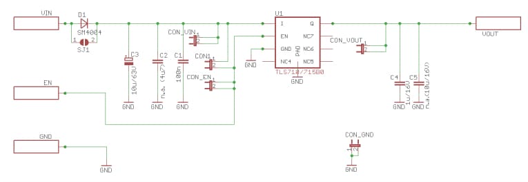 Schematic - Infineon Technologies TLS715B0EJ Demo Board