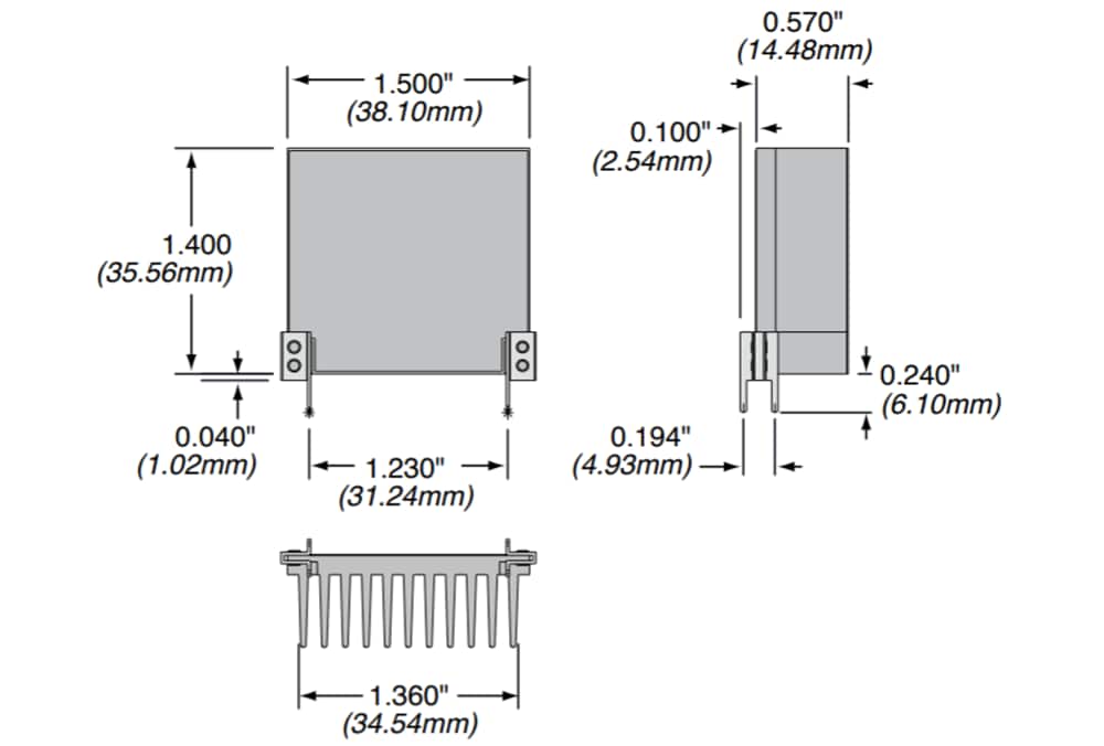 Mechanical Drawing - Ohmite TRH Thick Film Resistors