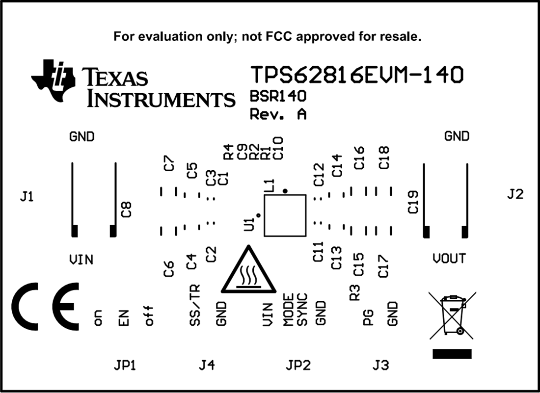 Mechanical Drawing - Texas Instruments TPS62816EVM-140 Converter Evaluation Module