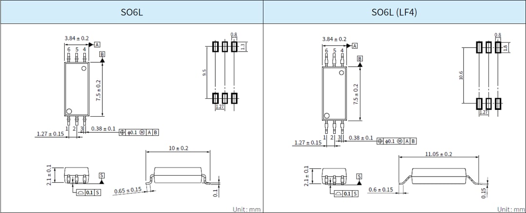 Mechanical Drawing - Toshiba TLP570x GaAℓAs Photocouplers