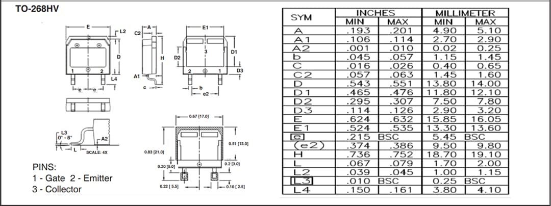 Mechanical Drawing - IXYS IXBx14N300HV Reverse Conducting BiMOSFET™ IGBTs