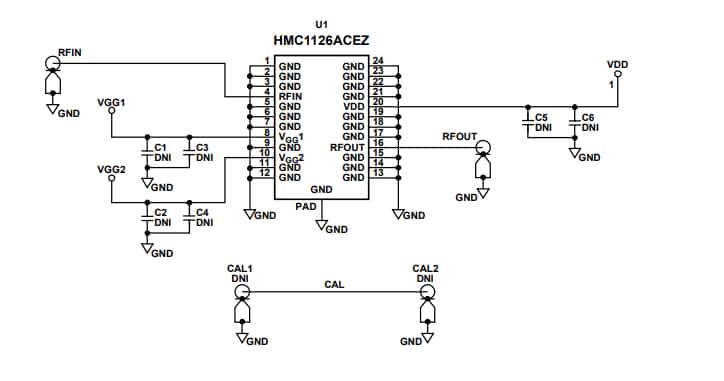 Schematic - Analog Devices Inc. HMC1126-EVALZ Evaluation Board
