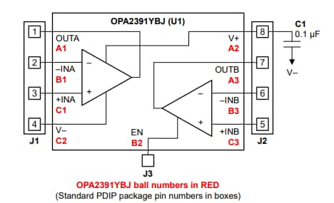 Schematic - Texas Instruments OPA2391DSBGAEVM Evaluation Module