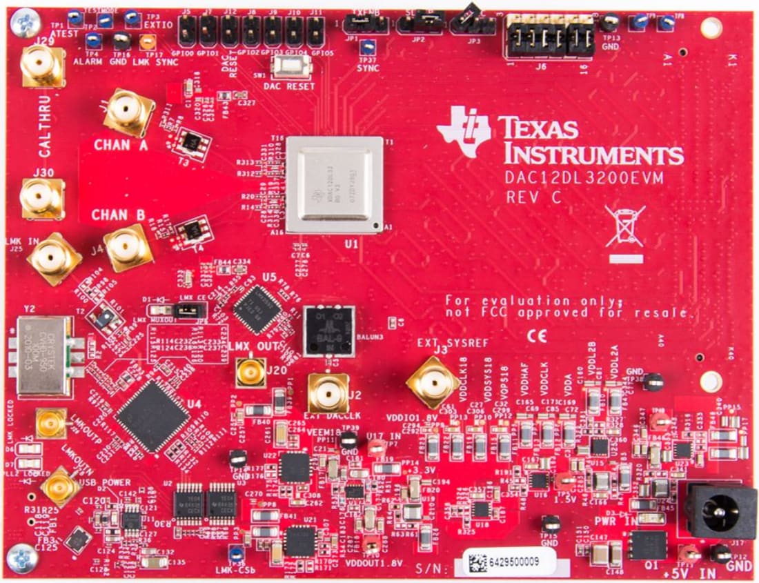 Mechanical Drawing - Texas Instruments DAC12DL3200EVM DAC Evaluation Module (EVM)