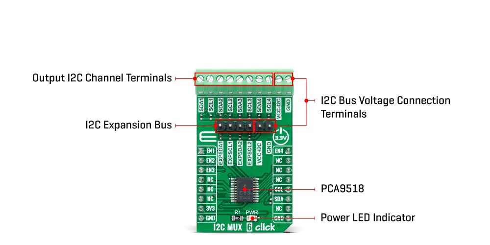 Block Diagram - Mikroe I2C MUX 6 Click