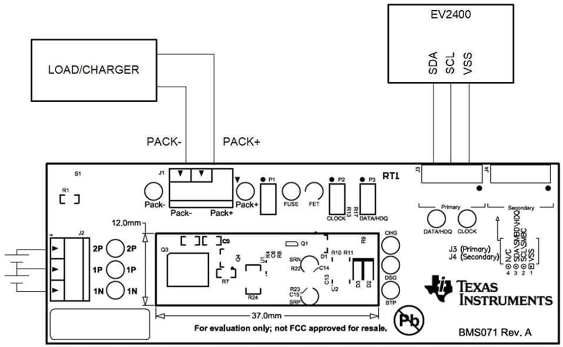 Mechanical Drawing - Texas Instruments bq28Z620EVM-071 Battery Fuel Gauge EVM