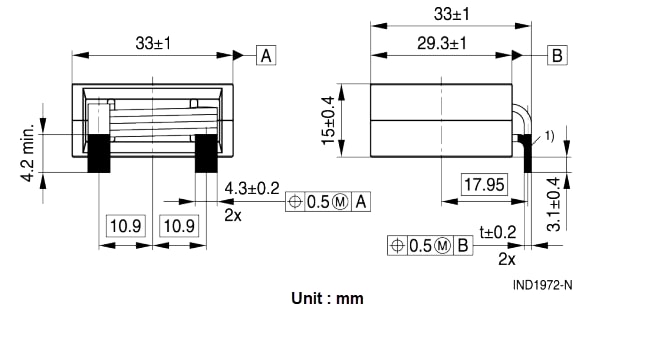 Mechanical Drawing - EPCOS / TDK ERU 33 Chokes