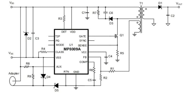 Application Circuit Diagram - Monolithic Power Systems (MPS) MP8009A Power Supply Converters