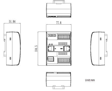 Mechanical Drawing - NexCOBOT NEIO-1811 & NEIO-1812 EtherCAT I/O Modules