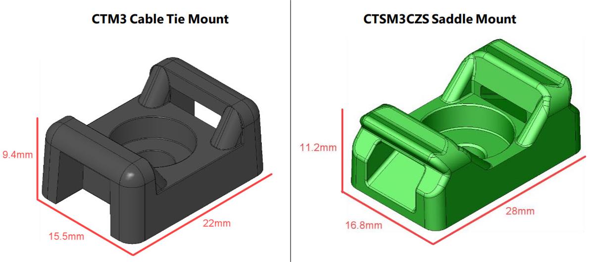 Chart - HellermannTyton CTSM3CZS Saddle Mounts