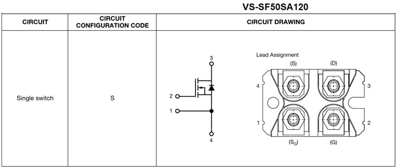Mechanical Drawing - Vishay Semiconductors VS-VF Single-Switch Silicon Carbide Power MOSFETs