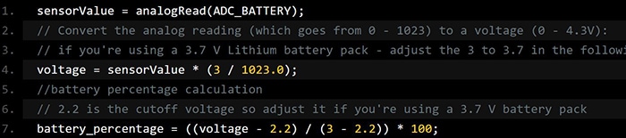 Code snippet - voltage calculation