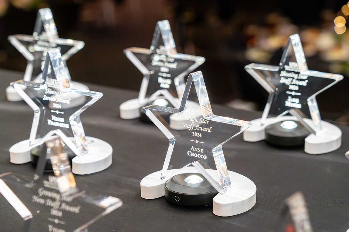 Awards on a table - opens in a new tab